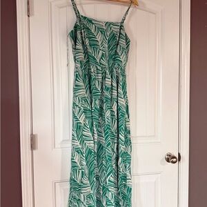 Lily Rose Green and White Leaf Print Maxi Dress